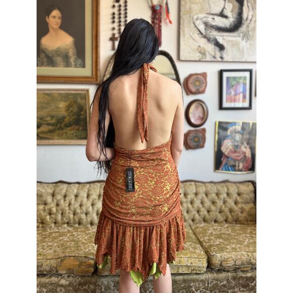 NWT Two Tone Floral Lace Halter Faircore Dress Size XXL - Picture 4 of 6